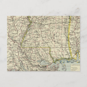 Carte Postale Alabama, Mississippi, Louisiane, Arkansas