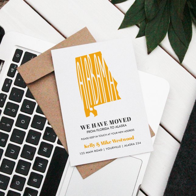 Carte Postale ALABAMA Nous avons déménagé Nouvelle adresse Nouve (Alabama Home Sweet Home: Stylish Moving Announcements! Share your new address with a chic silhouette)