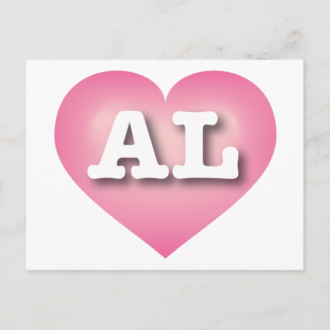 Carte Postale Alabama Pink Fade Heart - J'aime AL (Devant)