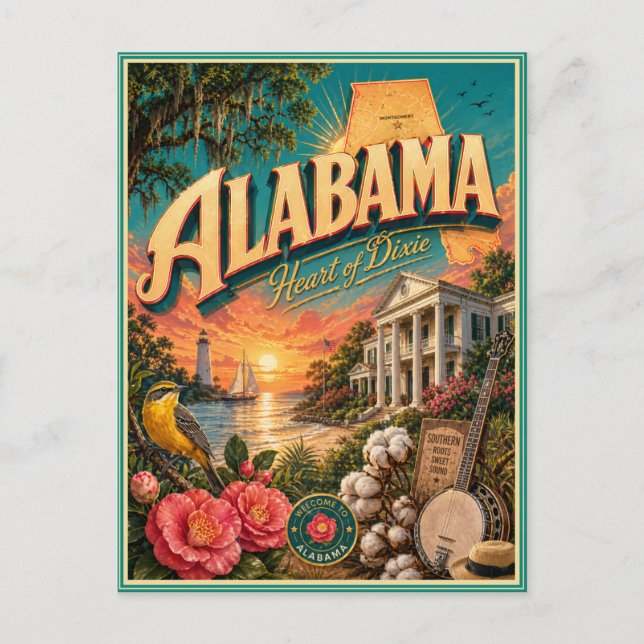 Carte Postale Alabama Rétro Voyage Souvenir (Devant)