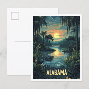 Carte Postale Alabama USA Art Vintage Illustration Voyage
