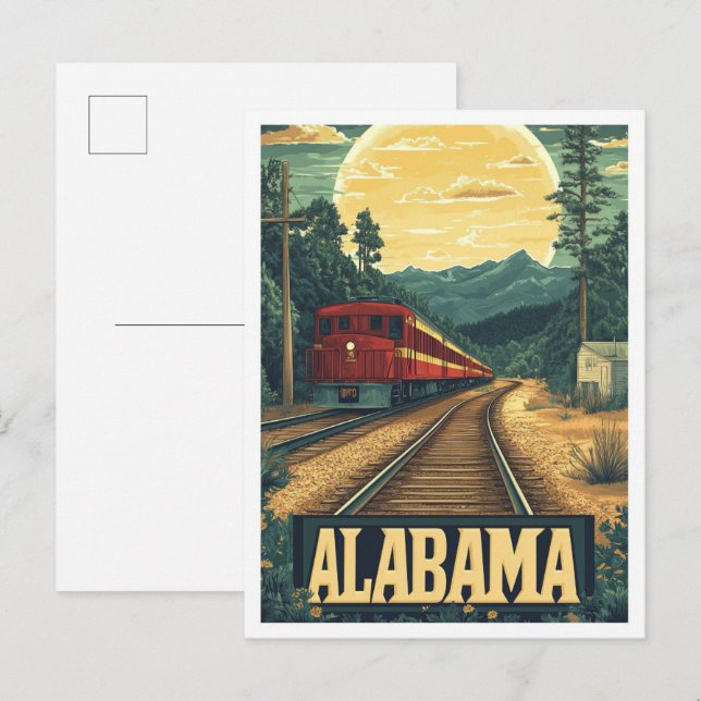 Carte Postale Alabama USA Art Vintage Illustration Voyage (Devant / Derrière)