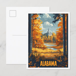 Carte Postale Alabama USA Illustration Vintage Voyage