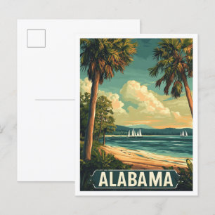 Carte Postale Alabama USA Illustration Vintage Voyage