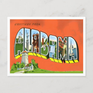 Carte postale Alabama Vintage Big Letters