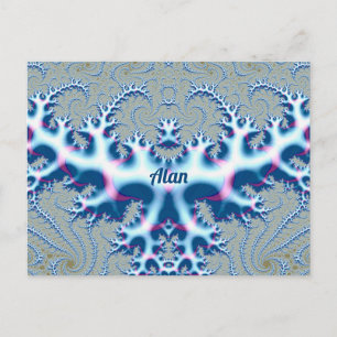Carte Postale ALAN ~ Icy Blanc et bleu 3D Fractage Design ~