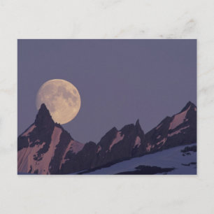 Carte Postale Alaska, Chugach Montagnes Pleine lune se lève