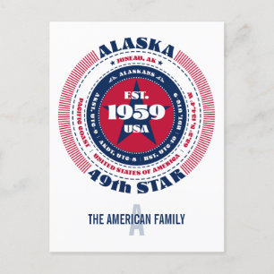 Carte Postale Alaska, Juneau, AK, Patriotique, Monogramme