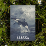 Carte Postale Alaska Mountains Tueur Whale Orca<br><div class="desc">Cette conception peut être personnalisée en choisissant l'option personnaliser supplémentaire pour ajouter du texte. Contactez-moi à l'adresse colorflowcreations@gmail.com si vous souhaitez que ce design soit disponible sur un autre produit. Achetez ma peinture acrylique abstraite originale à vendre à www.etsy.com/shop/colorflowart. Voir d'autres de mes créations ou suivez-moi à www.facebook.com/colorflowcreations, www.instagram.com/colorflowcreations, www.twitter.com/colorflowart...</div>