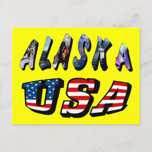 Carte Postale Alaska USA American Flag Voyage photo Texte