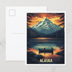 Carte Postale Alaska USA Art Vintage Illustration Voyage