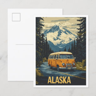 Carte Postale Alaska USA Vintage Illustration Travel