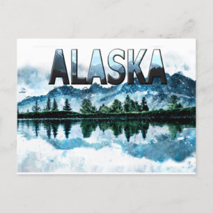 Carte Postale Alaska Watercolor Mountain Landcape Adventure
