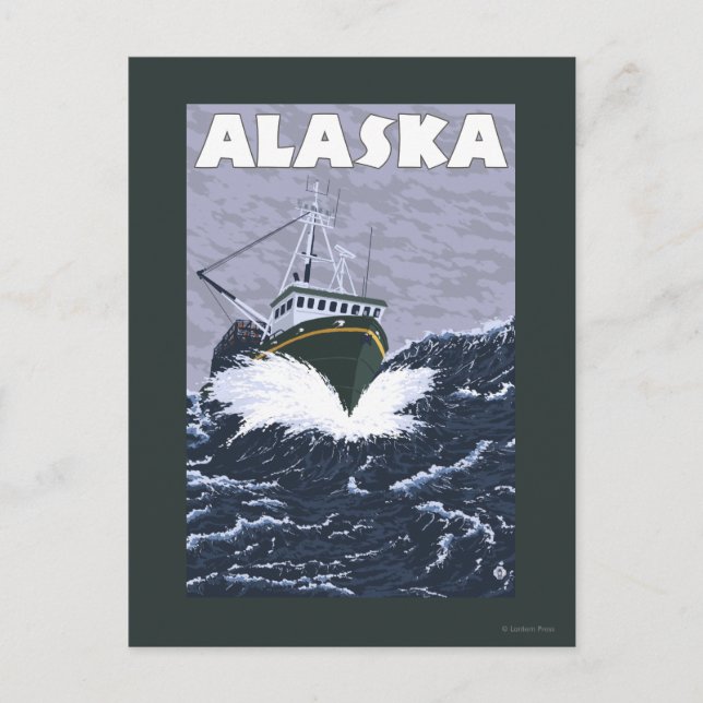 Carte Postale AlaskaCrab Boat Vintage Travel Poster (Devant)