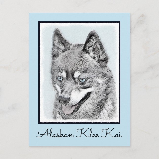 Carte Postale Alaskan Klee Kai Peinture - Cute Original Chien Ar (Devant)