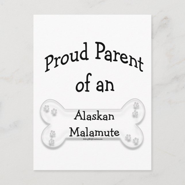 Carte Postale Alaskan Malamute Fier Parent (Devant)