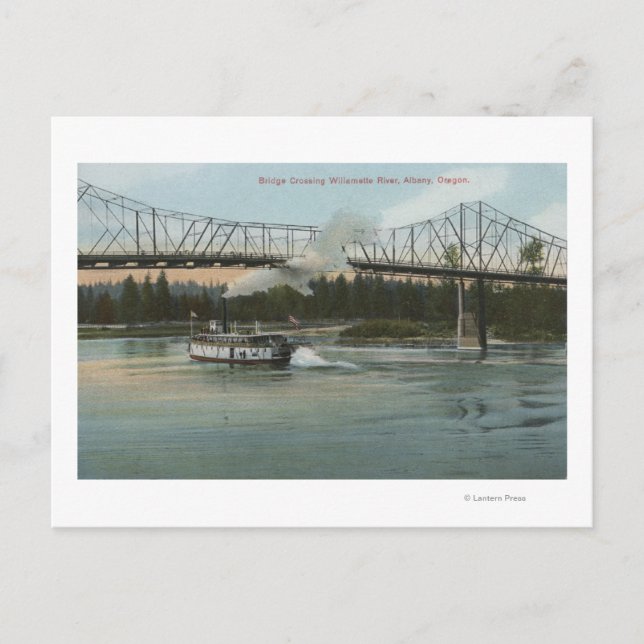 Carte Postale Albany, Oregon - Paddle Boat Crossing Willamette (Devant)