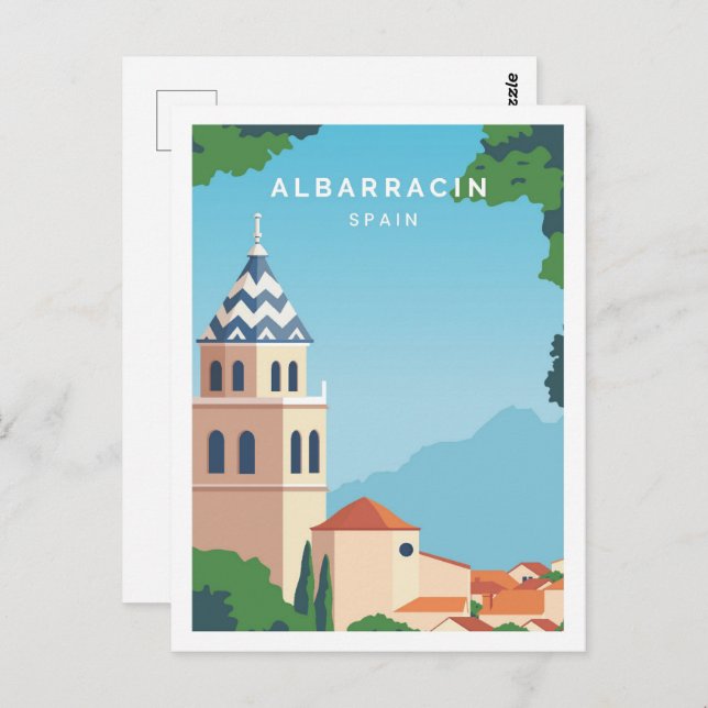 Carte Postale Albarracin Espagne Célèbre Lieu de Voyage Illustra (Devant / Derrière)