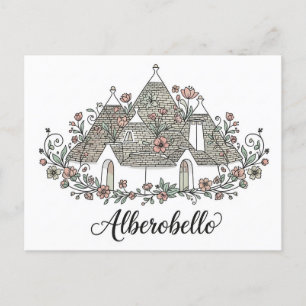 Carte Postale Alberobello Italie Trulli abrite des fleurs
