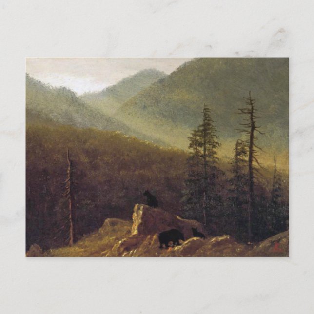 Carte Postale Albert Bierstadt, Bears in the Wilderness Postcard (Devant)