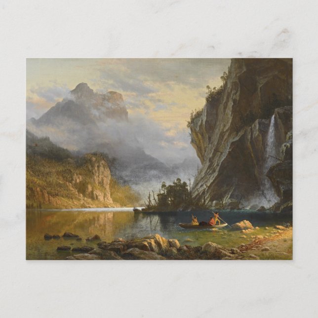 Carte Postale Albert Bierstadt - Indiens pêche à la traîne (Devant)