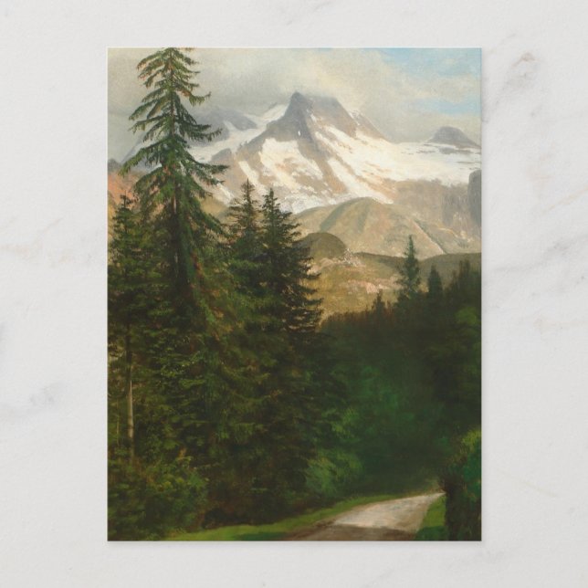 Carte Postale Albert Bierstadt Peinture Neige dans le Haut Pays (Devant)
