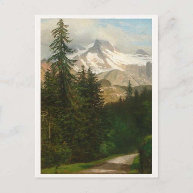 Carte Postale Albert Bierstadt Peinture Neige dans le Haut Pays (Devant)