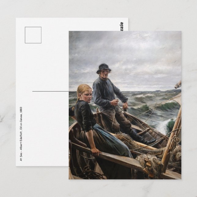 Carte Postale Albert Edelfeel - En mer (Devant / Derrière)