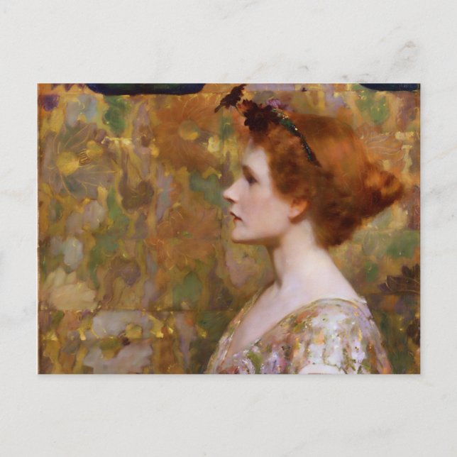 Carte Postale Albert Herter Femme aux cheveux rouges (Devant)