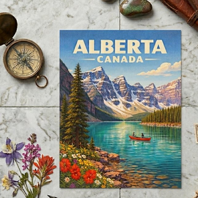 Carte Postale Alberta Canada Rocheuses canadiennes Voyage vintag (Alberta Canada Canadian Rockies Vintage Travel Postcard)