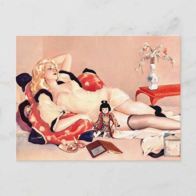 Carte Postale Alberto Vargas Vintage Pin up (Devant)