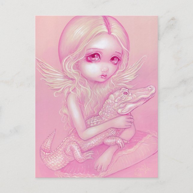 Carte postale "Albino Alligator Angel" (Devant)