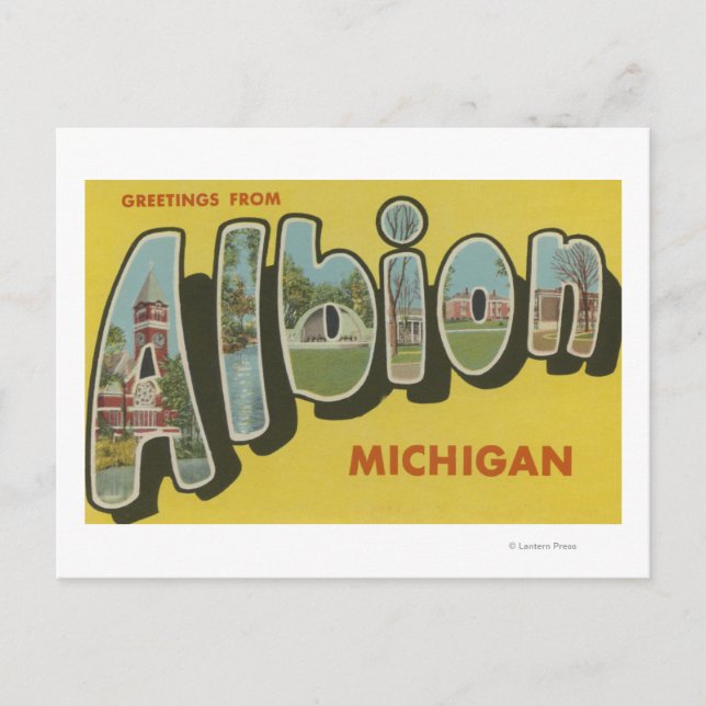 Carte Postale Albion, Michigan - Scènes de grandes lettres (Devant)