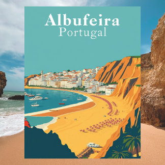 Carte Postale Albufeira, Portugal Retro Art Européen