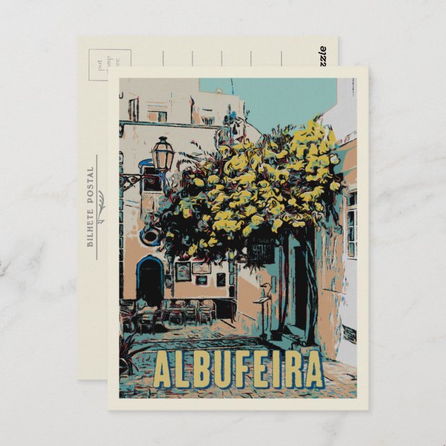 Carte Postale Albufeira Vieille Ville Vue pittoresque, Algarve (Devant / Derrière)