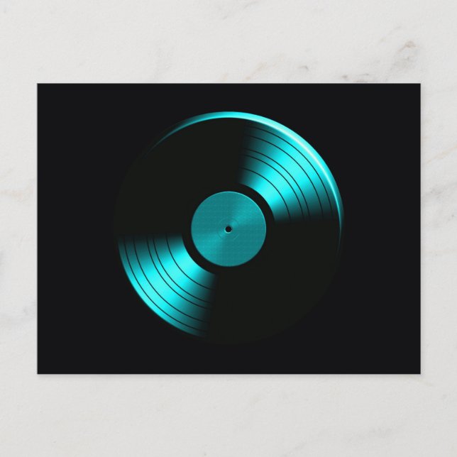 Carte Postale Album de disque de vinyle rétro en Turquoise (Devant)