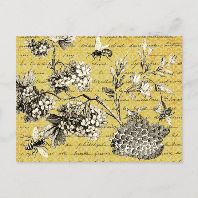 Carte Postale Album photo ancien Abeille et Fleurs française (Devant)