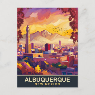 Carte Postale Albuquerque, Nouveau-Mexique, Ciel de la ville, Vo
