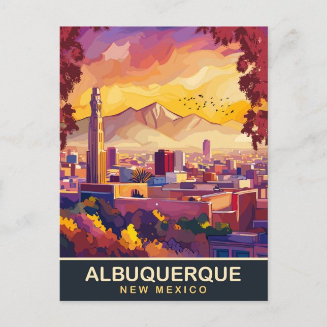 Carte Postale Albuquerque, Nouveau-Mexique, City Skyline, Voyage (Devant)