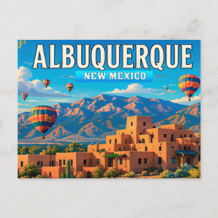 Carte Postale 🌵 Albuquerque Nouveau-Mexique ligne d'horizon du