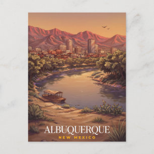 Carte Postale Albuquerque Nouveau-Mexique Skyline Artistique
