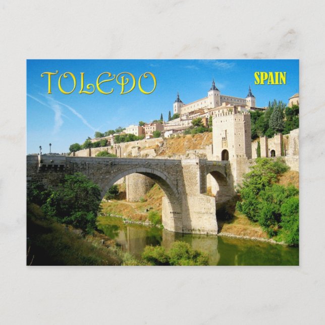 Carte Postale Alcantara Bridge et Alcazar à Tolède, Espagne (Devant)
