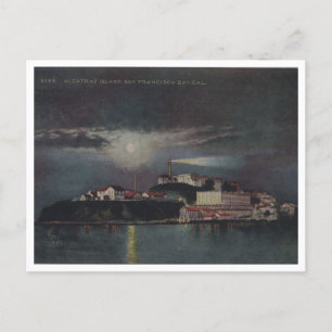 Carte Postale Alcatraz à la nuit, San Francisco, Vintage