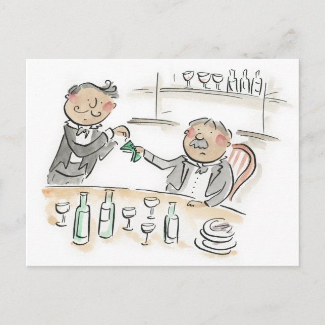 Carte Postale Alcindoro paie la note, La Boheme (Devant)