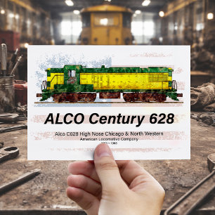 Carte Postale Alco C-628 Diesel Locomotive et drapeau américain