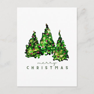 Carte Postale Alcohol Ink Design Christmas Tree Postcard