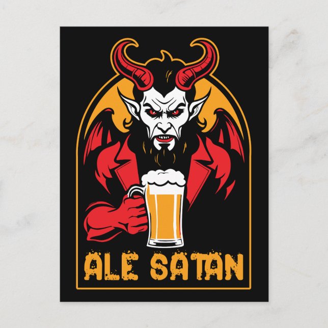 Carte Postale Ale Satan - Boire de la bière (Devant)