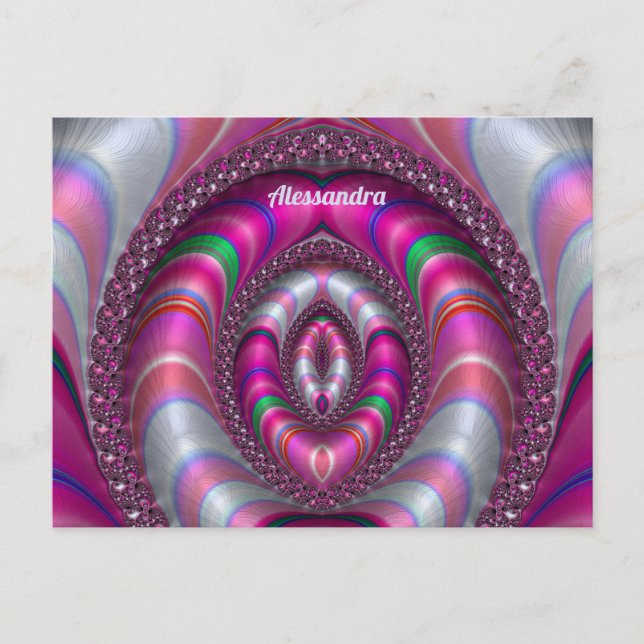 CARTE POSTALE ALESSANDRA ~  CONCEPTION FRACTALE 3D ROSE ~ (Devant)