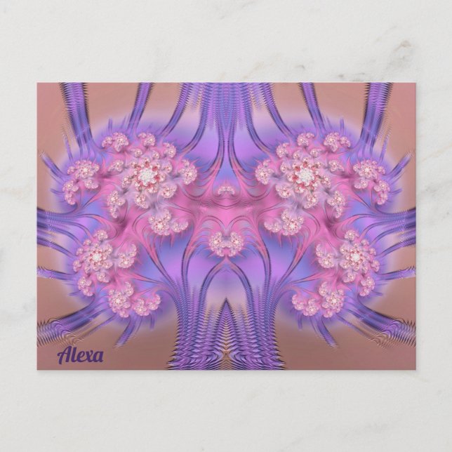 Carte Postale ALEXA ~ Conception 3D rose et violet Pastel ~ (Devant)