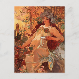 Carte Postale Alfons Mucha Art Nouveau peinture d'automne